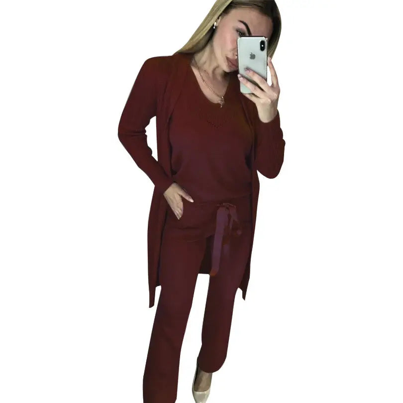 Ensemble Tricot Femme 3 Pièces – Élégance Décontractée pour les Journées Fraîches ORIS WEAR