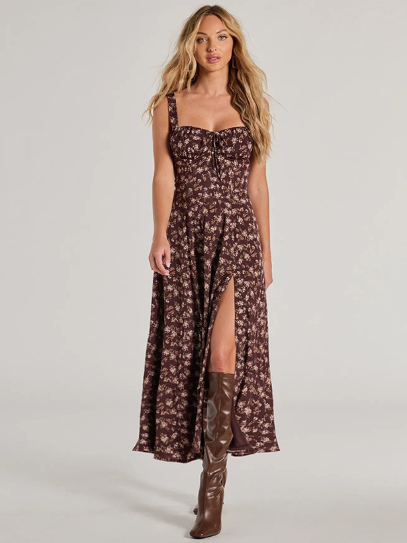 Robe Dos Nu Fendue Fleurie ORIS WEAR