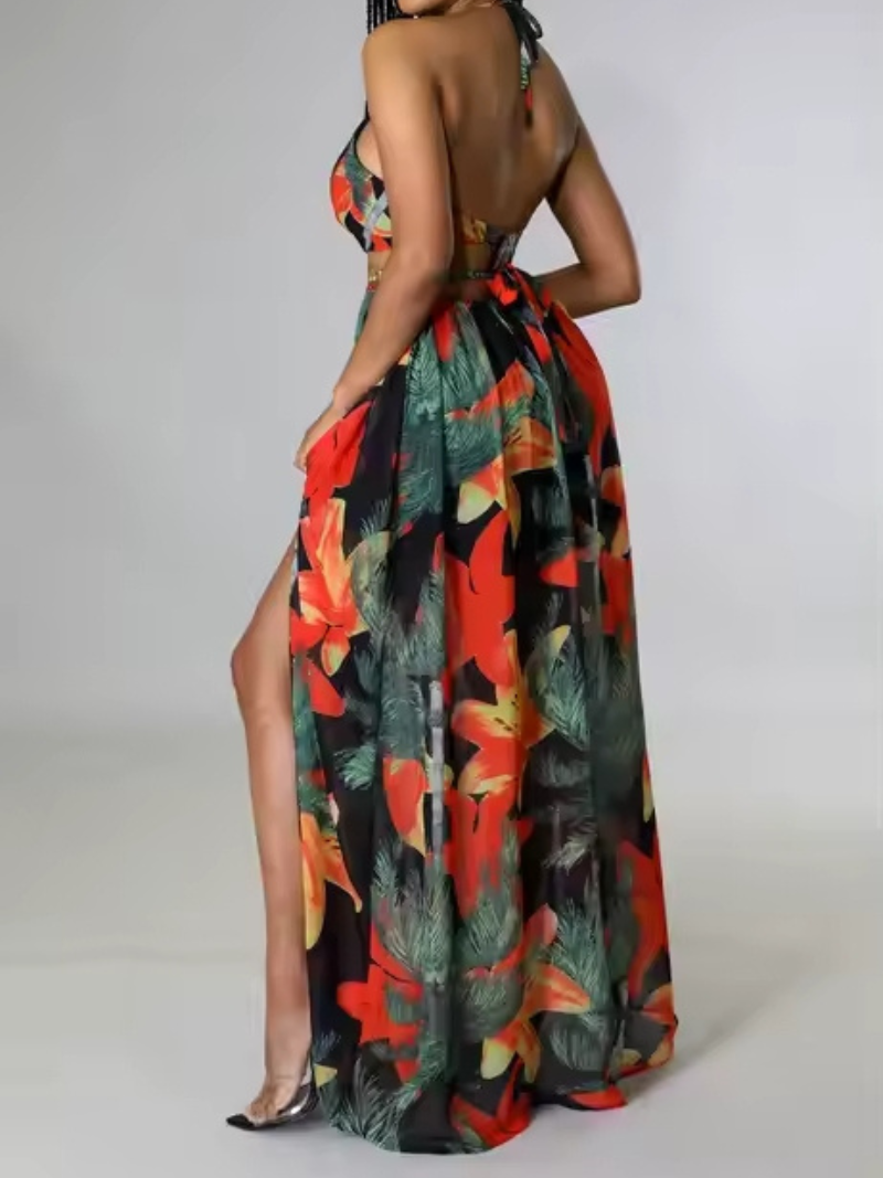 Valia | Robe vintage Style Tropicale  Fendue ORIS WEAR