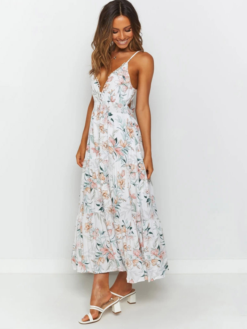 Robe Style Pastoral Fleurie Bretelles ORIS WEAR