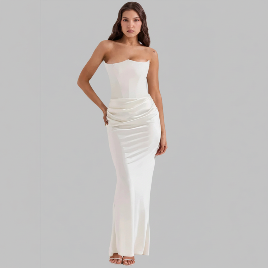 Robe Longue Femme Bustier Satin Éclatante ORIS WEAR
