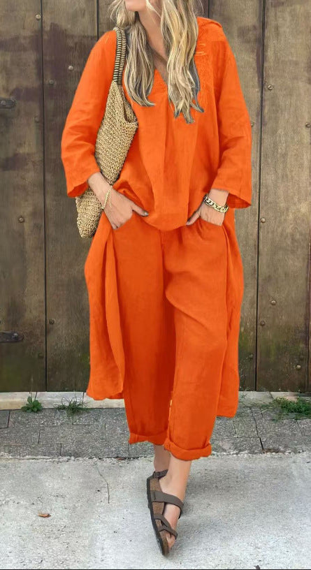 Liberté Douce – Ensemble Col V à la Coupe Ample & Teinte Épurée ORIS WEAR