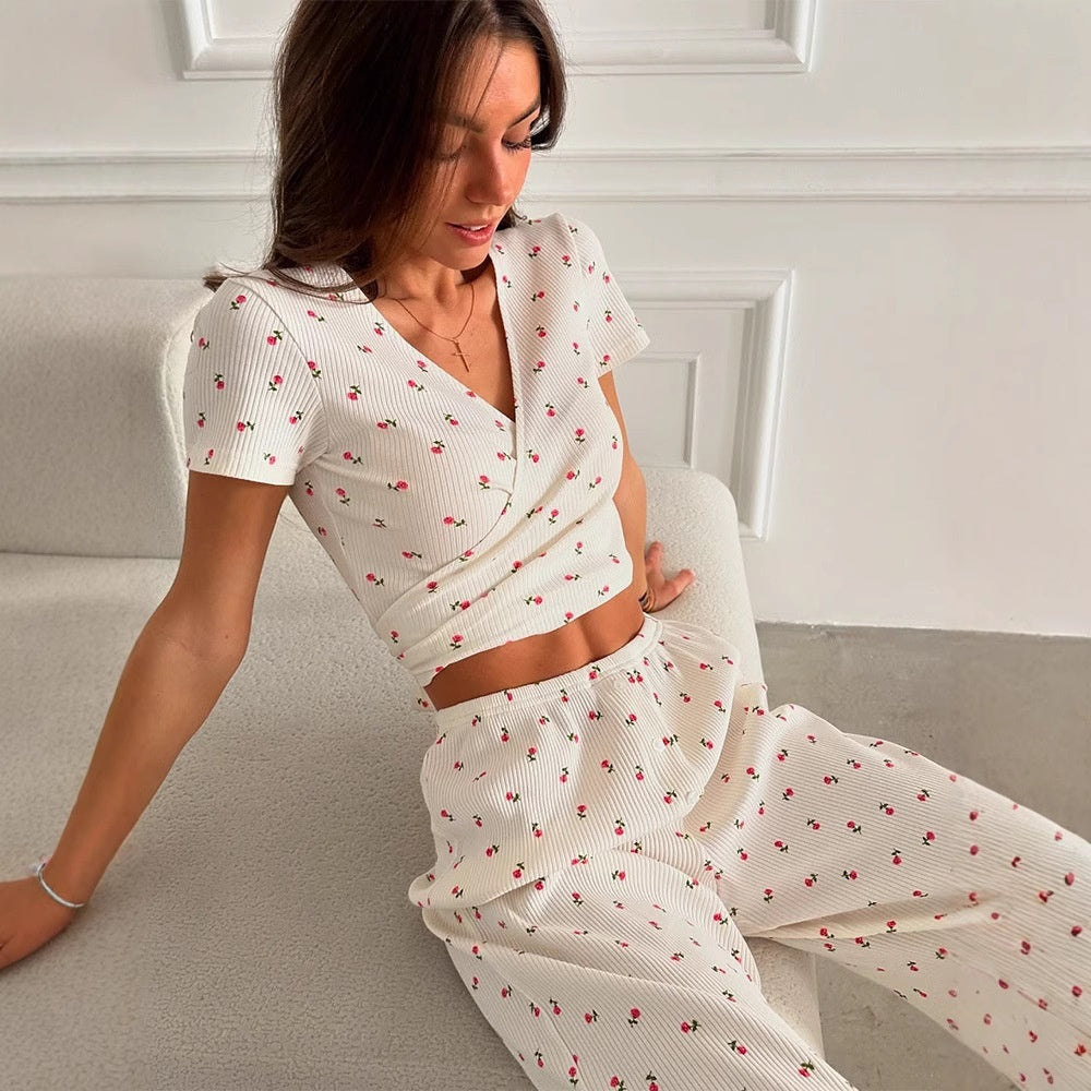 Floral Ribbed Lounge Set ORIS WEAR