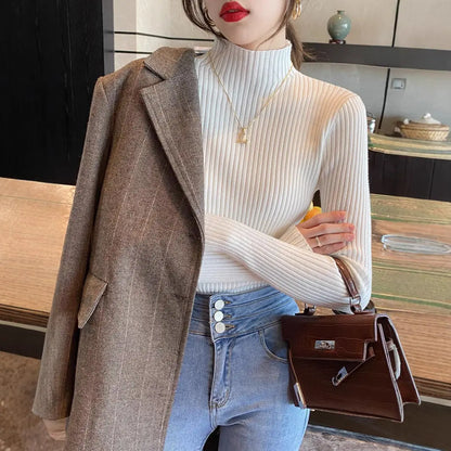 Pull côtelé à col montant – Coupe ajustée et allure chic ORIS WEAR