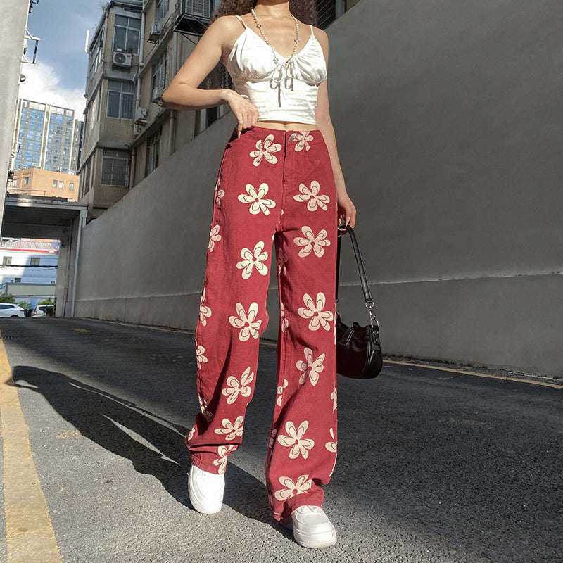 Jean taille basse imprimé fleurs ORIS WEAR