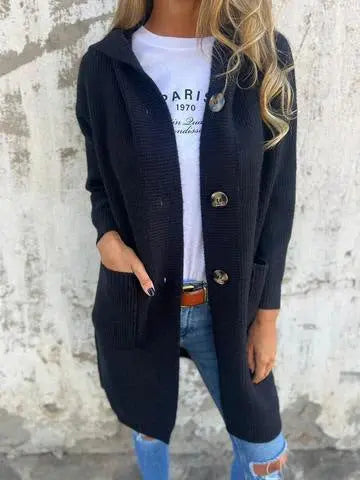 Cardigan Tricoté Mi-Long Gris Clair – Élégance et Douceur ORIS WEAR