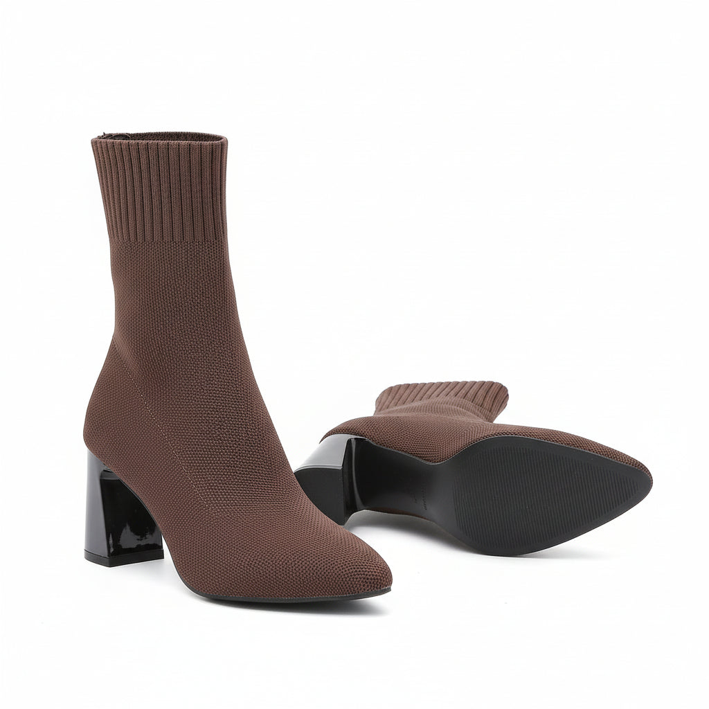 Bottines femme grande taille en maille extensible à talon haut ORIS WEAR
