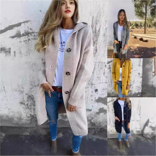 Cardigan Tricoté Mi-Long Gris Clair – Élégance et Douceur ORIS WEAR