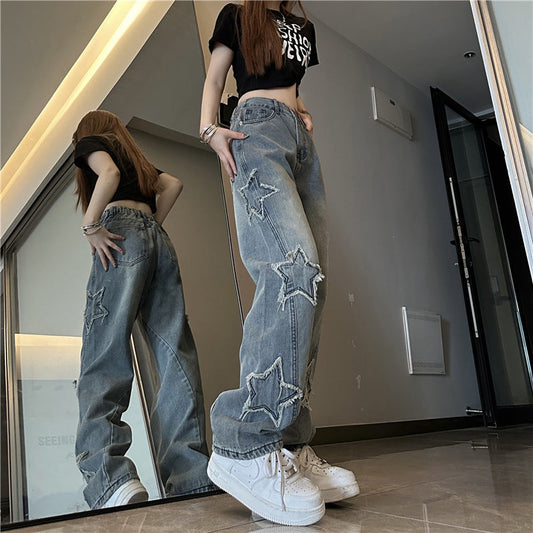 Jean large ample brodé à jambe droite ORIS WEAR