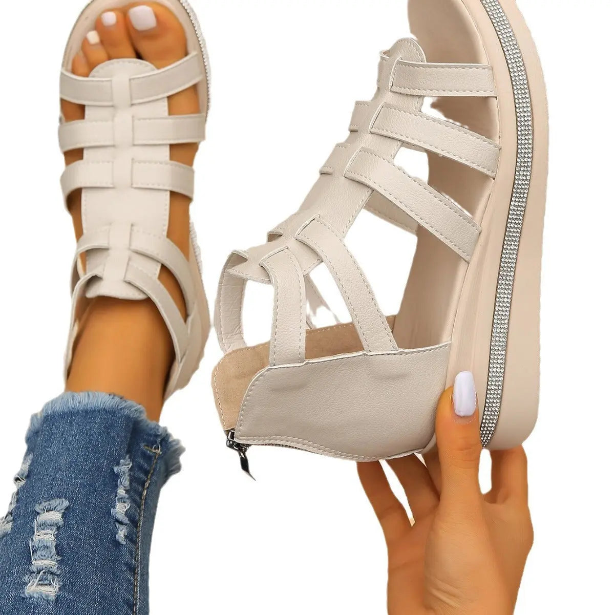 Sandales Compensées Femme avec Strass Brillants ORIS WEAR