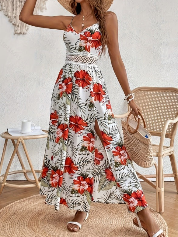Rema | Robe Imprimée Décolletée avec Dentelle & Fente ORIS WEAR