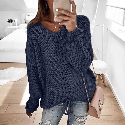Pull en Maille avec Lacet Décolleté V ORIS WEAR