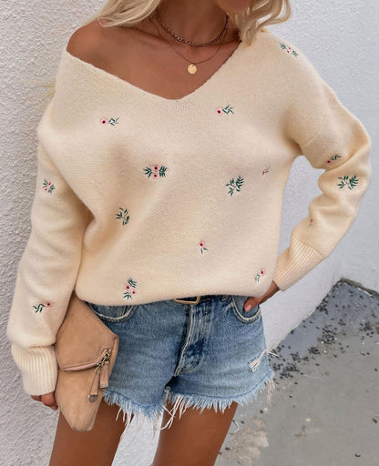 Pull col V magnifiquement brodé ORIS WEAR
