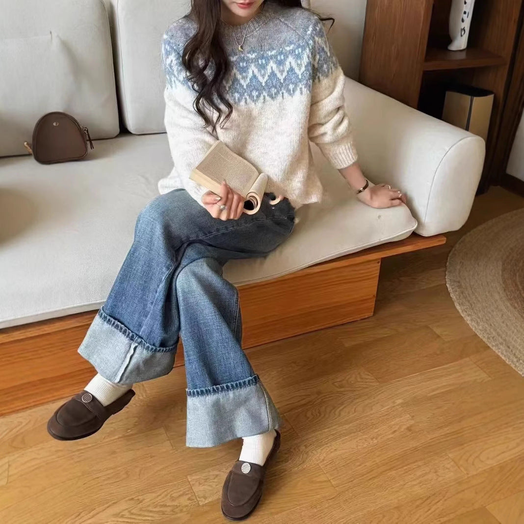 Retro Jacquard Knit Sweater ORIS WEAR