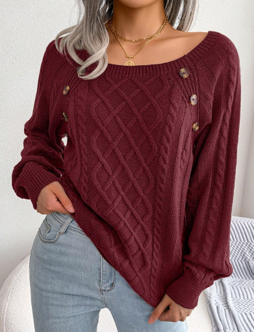 Léna Douceur Élégante - Pull Tricot à Col Carré ORIS WEAR