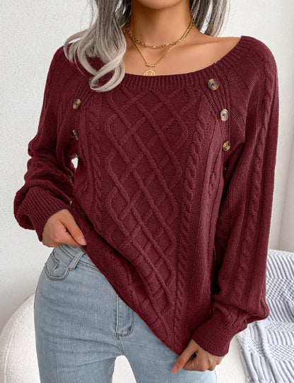 Léna Douceur Élégante - Pull Tricot à Col Carré ORIS WEAR
