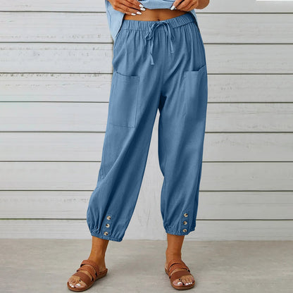 Pantalon à cordon de serrage en coton et lin ORIS WEAR
