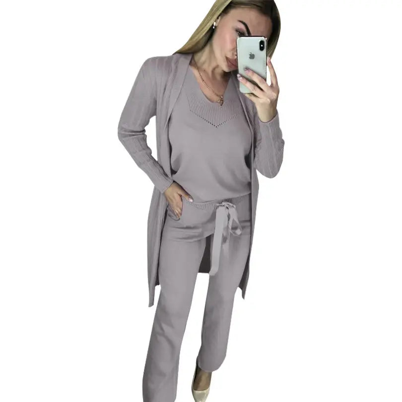 Ensemble Tricot Femme 3 Pièces – Élégance Décontractée pour les Journées Fraîches ORIS WEAR
