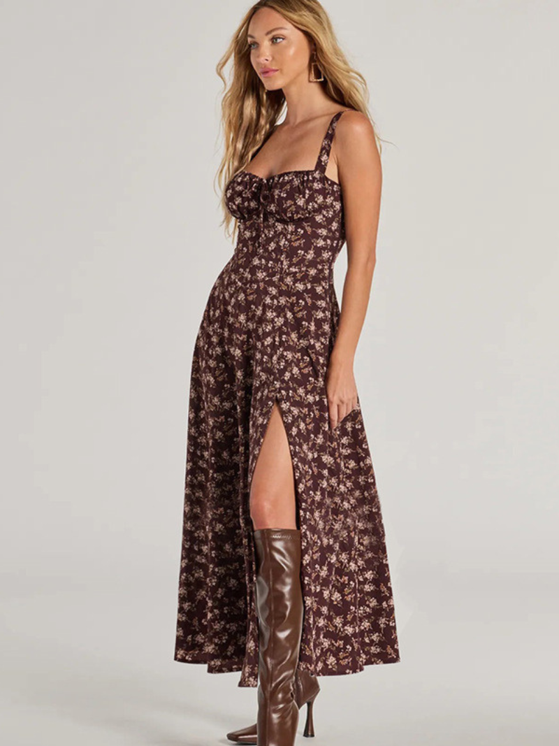 Robe Dos Nu Fendue Fleurie ORIS WEAR