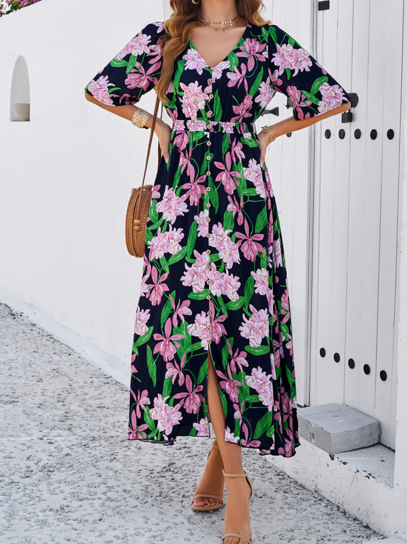 Robe Fleurie Décontractée Fendue Femme ORIS WEAR