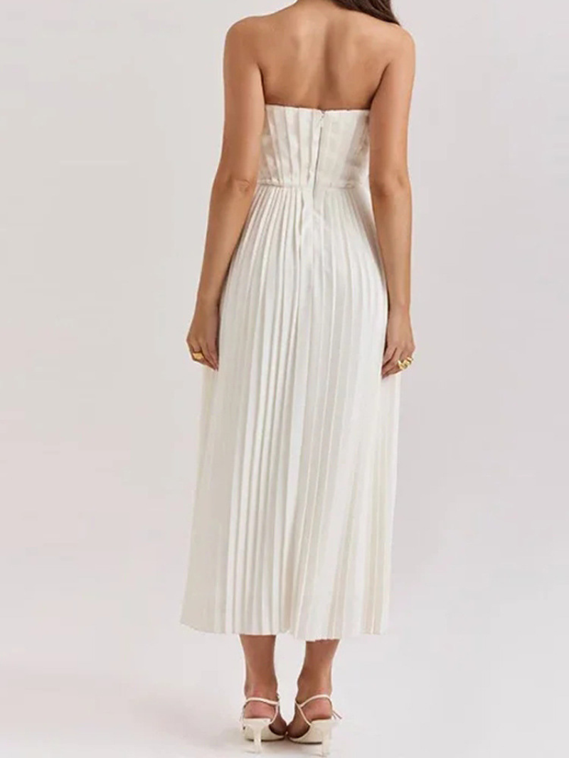 Robe Mode Élégante Sans Manches à Plis et Col V ORIS WEAR