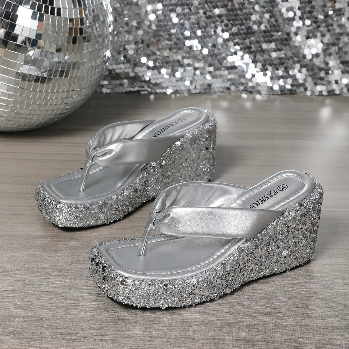 Sandales compensées brillantes femme été ORIS WEAR