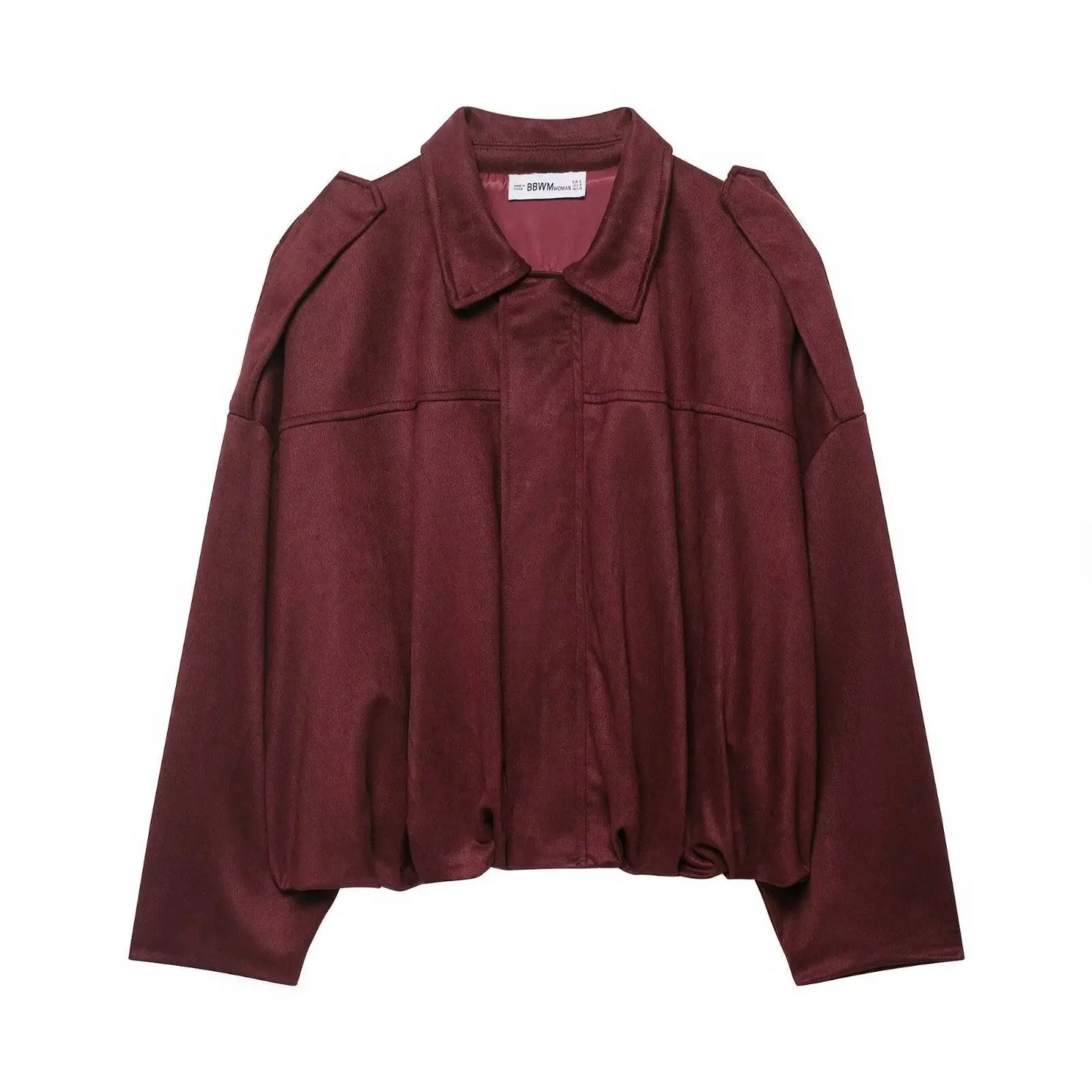 Blouson court oversize marron à col chemise pour femme ORIS WEAR