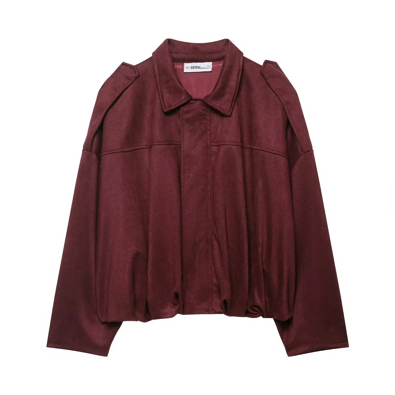 Blouson court oversize marron à col chemise pour femme ORIS WEAR