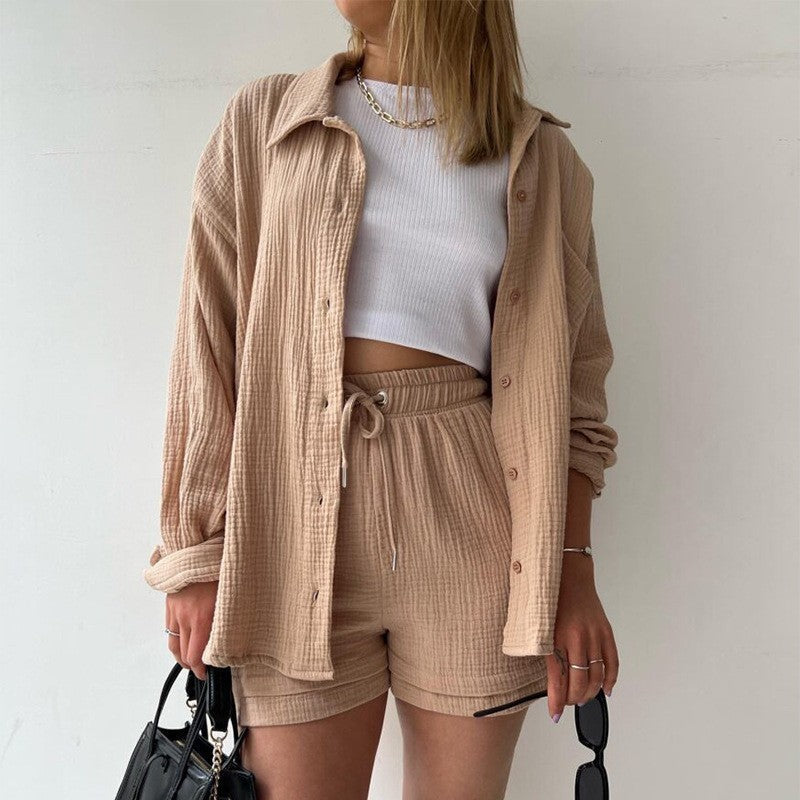 Look Printanier Décontracté – Ensemble Chemise & Short Taille Haute ORIS WEAR