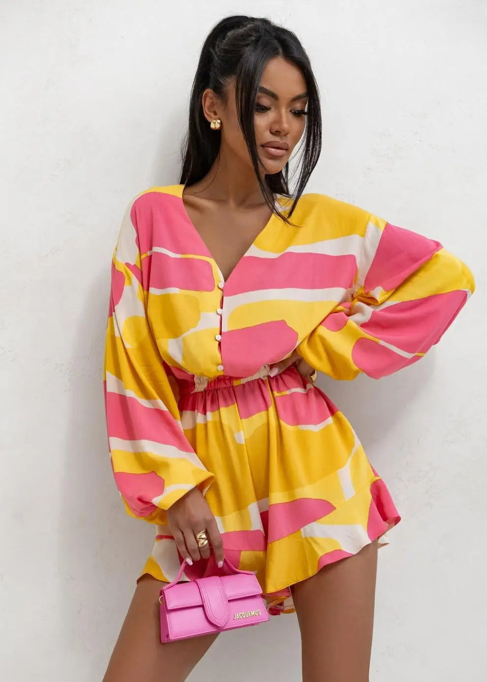 Jumpsuit imprimé col V manches longues ORIS WEAR