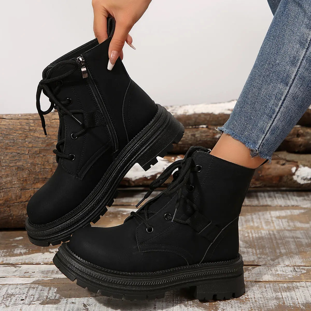 Bottines à Lacets à Talon Carré pour Femme ORIS WEAR