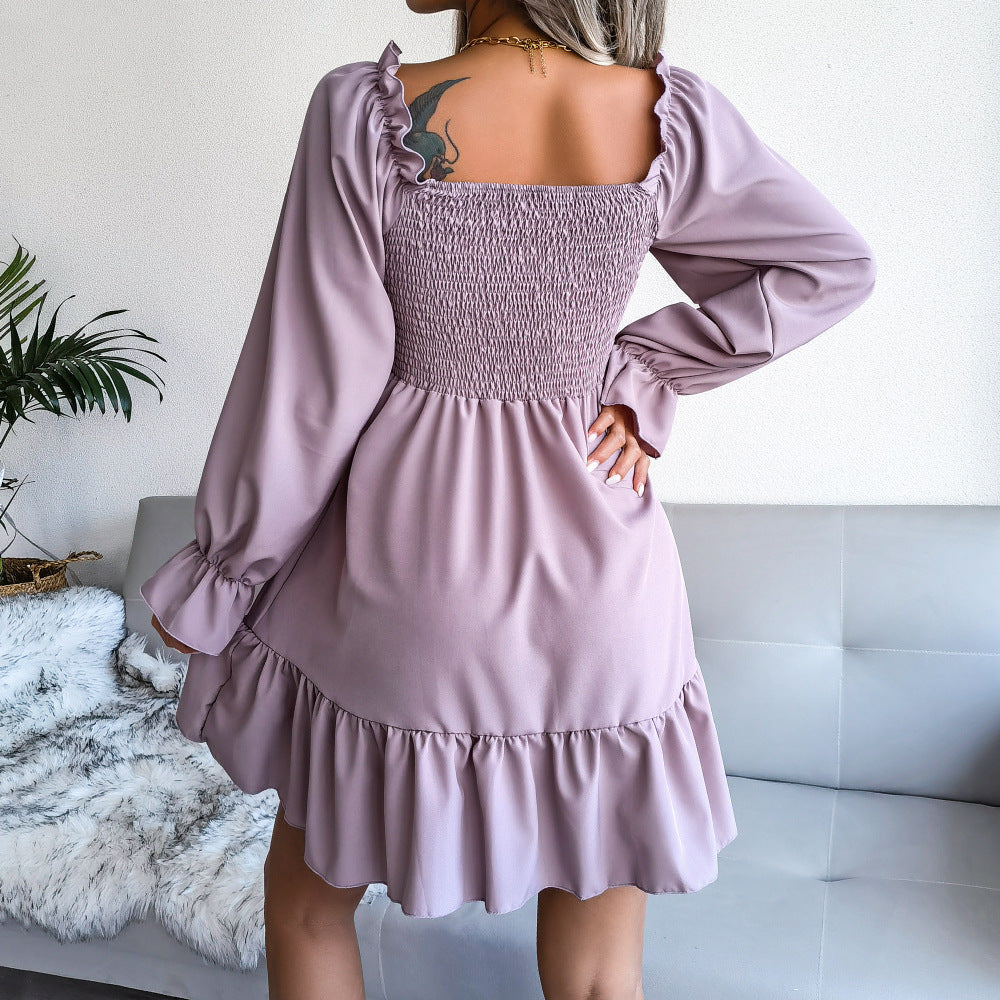 Robe évasée à manches longues et col carré ORIS WEAR