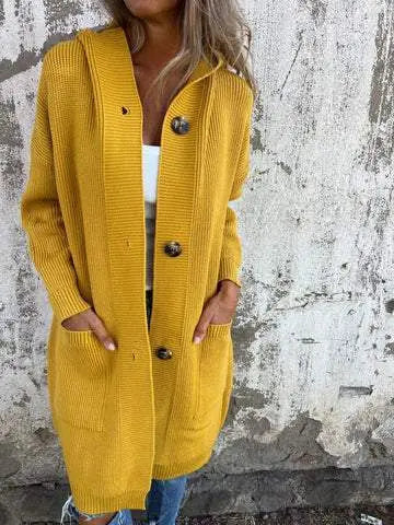 Cardigan Tricoté Mi-Long Gris Clair – Élégance et Douceur ORIS WEAR