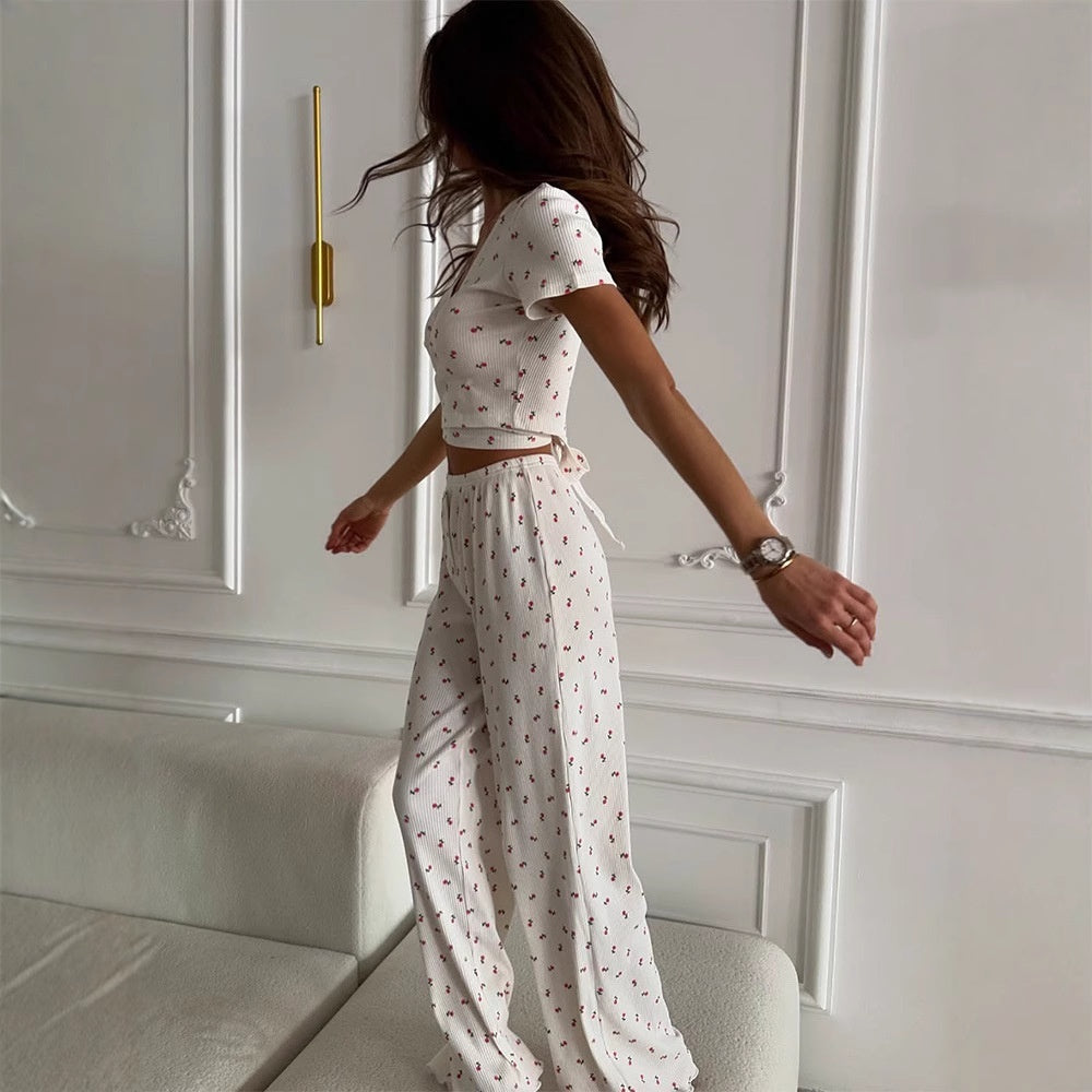 Floral Ribbed Lounge Set ORIS WEAR