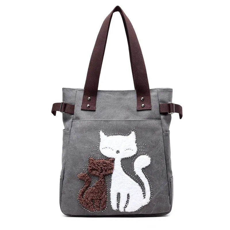 Sac en Toile avec Chat Mignon Appliqué ORIS WEAR