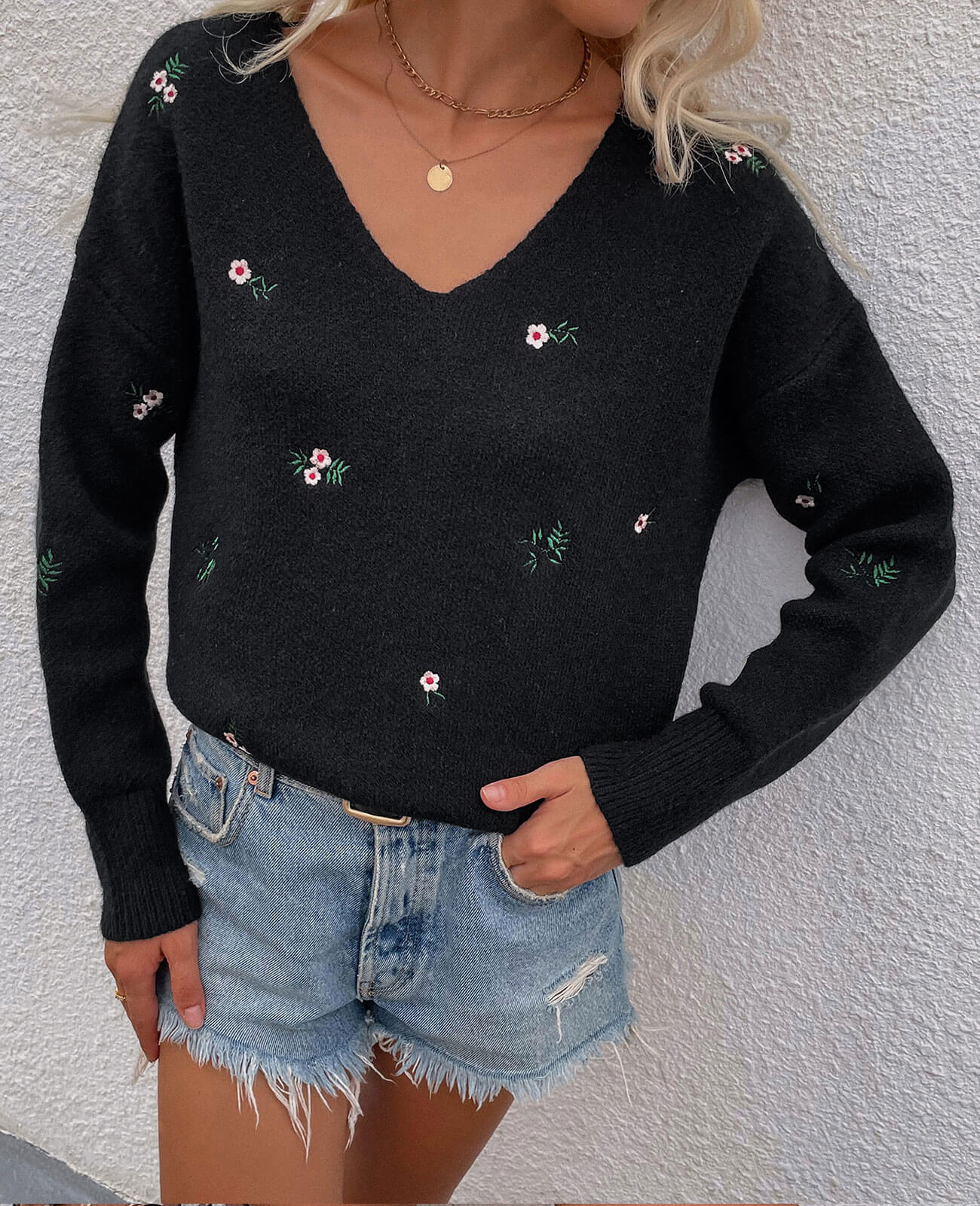 Pull col V magnifiquement brodé ORIS WEAR