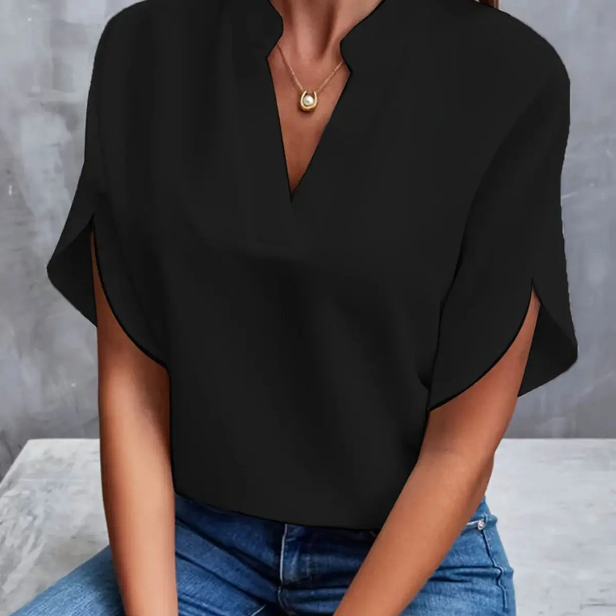 Blouse Fluide en Chiffon à Col V ORIS WEAR