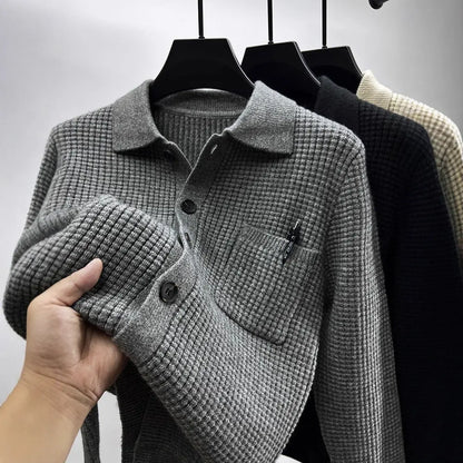Casual Solid-Color Pocket Lapel Knit Sweater Coat ORIS WEAR