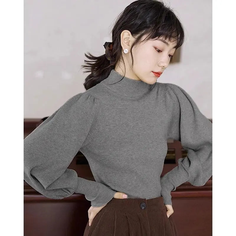 Haut Femme basic à Manches Bouffantes et Col Montant ORIS WEAR