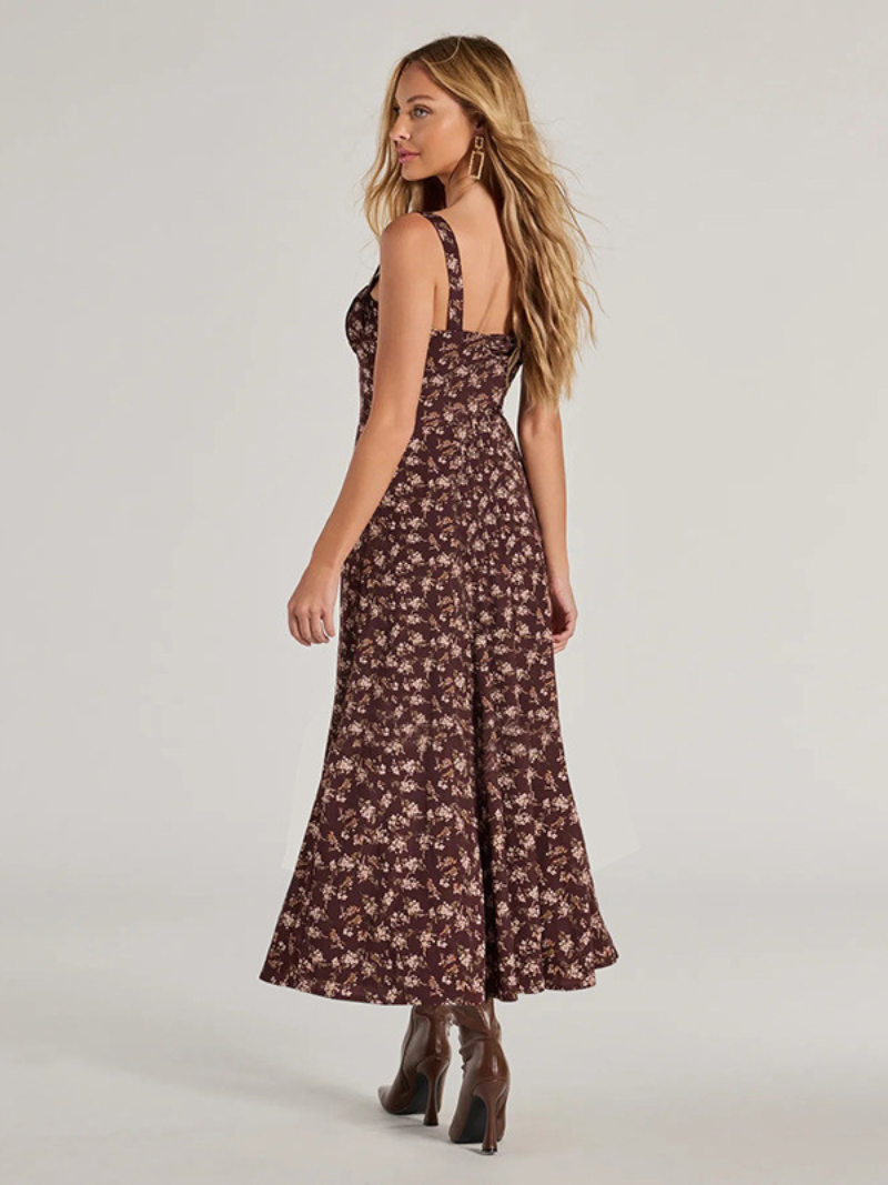 Robe Dos Nu Fendue Fleurie ORIS WEAR