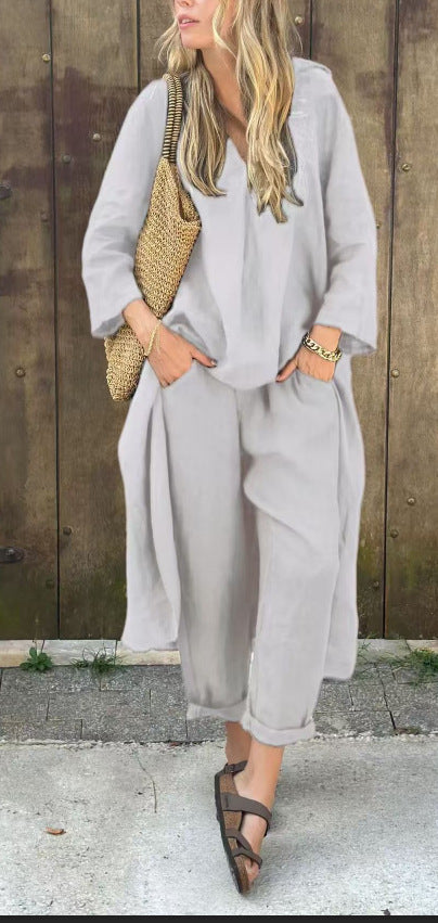 Liberté Douce – Ensemble Col V à la Coupe Ample & Teinte Épurée ORIS WEAR