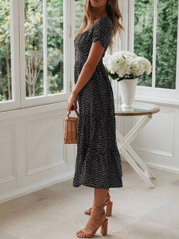 Anais | Robe longue Vintage à Manches Bouffantes & Motif Floral ORIS WEAR