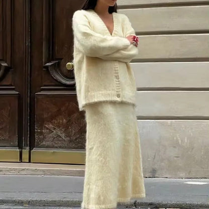 Robe midi femme élégante blanc cassé — ORIS WEAR