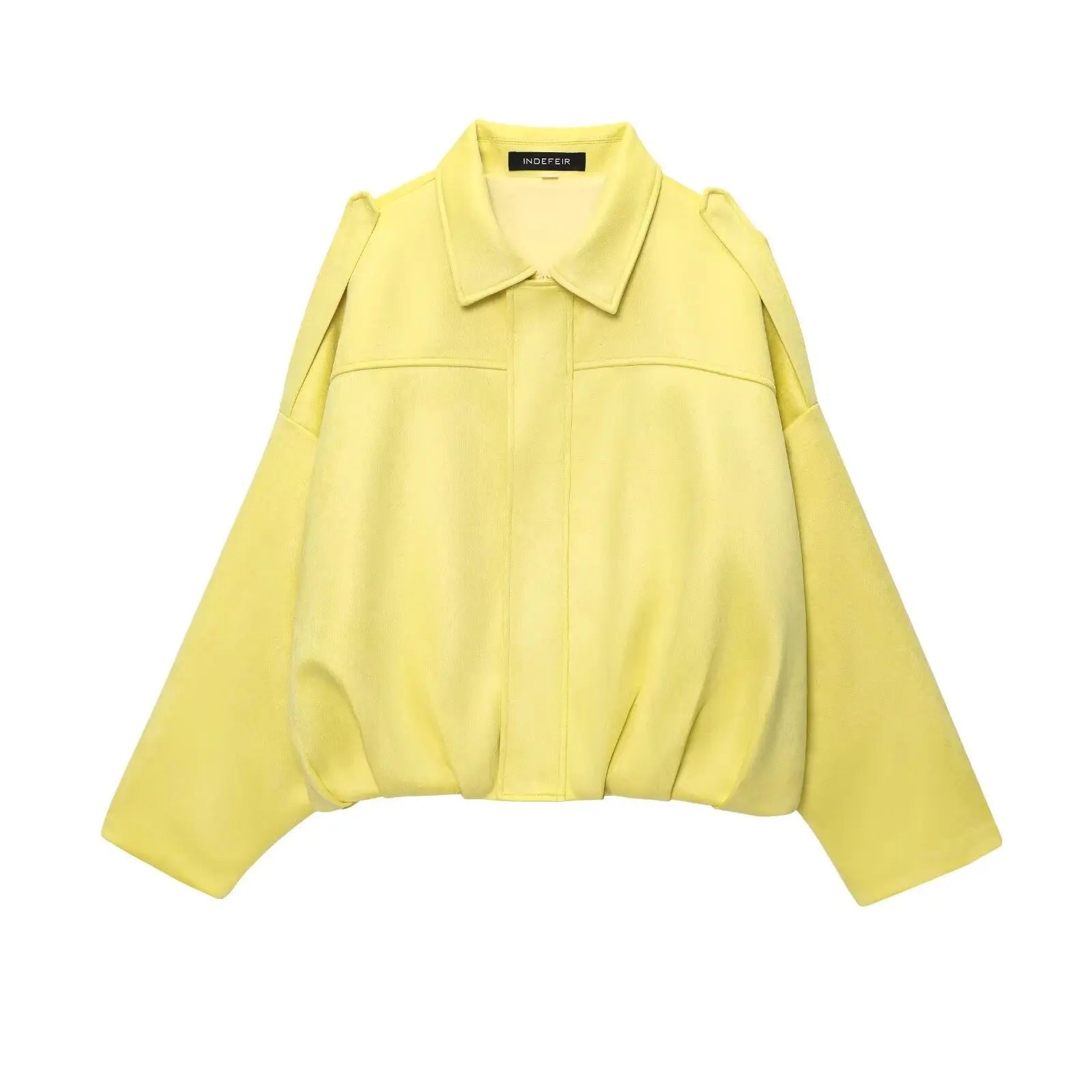 Blouson court oversize marron à col chemise pour femme ORIS WEAR