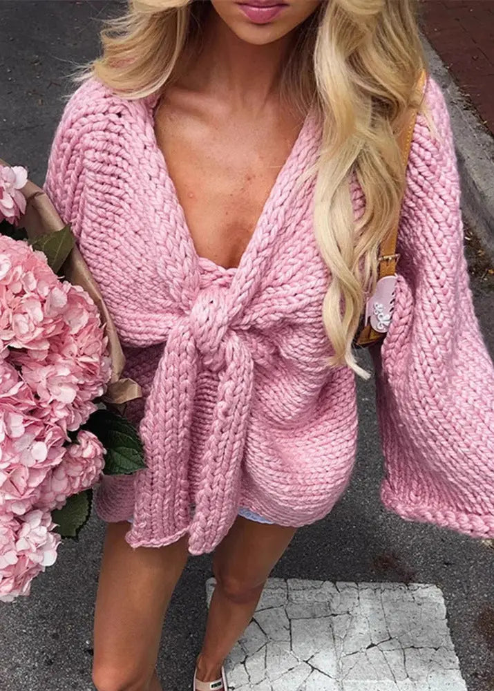Cardigan Rose Nœud Chic ORIS WEAR