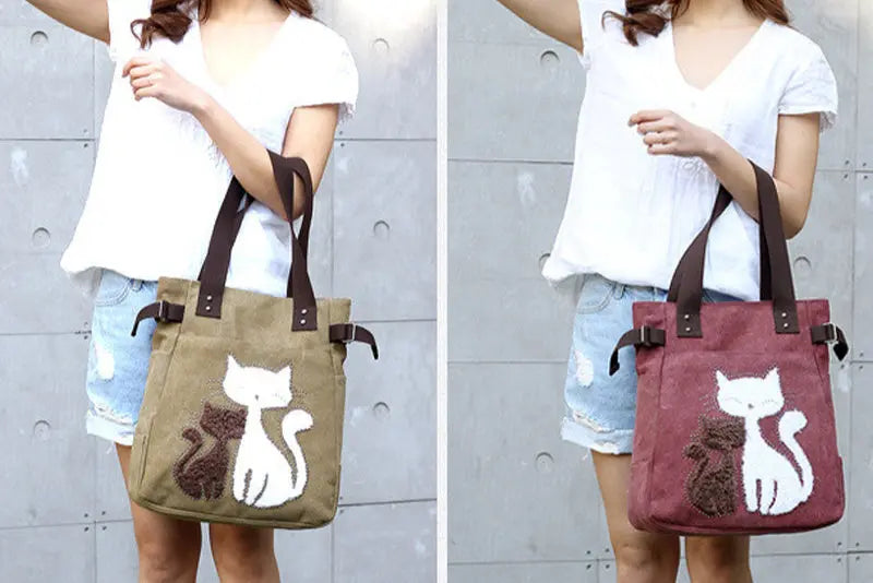 Sac en Toile avec Chat Mignon Appliqué ORIS WEAR