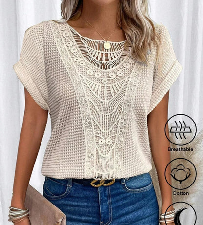 Pull  à manches courtes ajouré, style ethnique ORIS WEAR