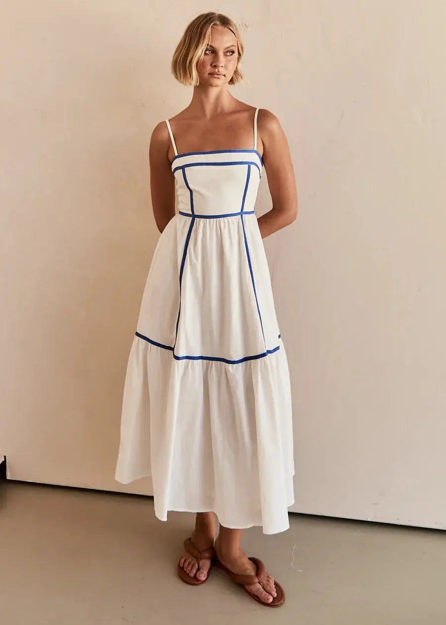 Robe mi-longue à bretelles fines et jupe volantée ORIS WEAR