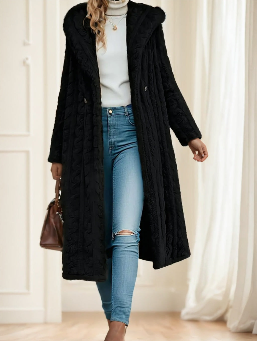 Long Textured Button Coat ORIS WEAR
