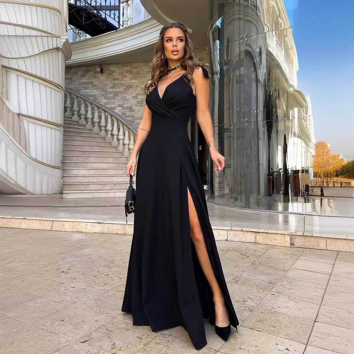 Robe longue plissée unie ORIS WEAR